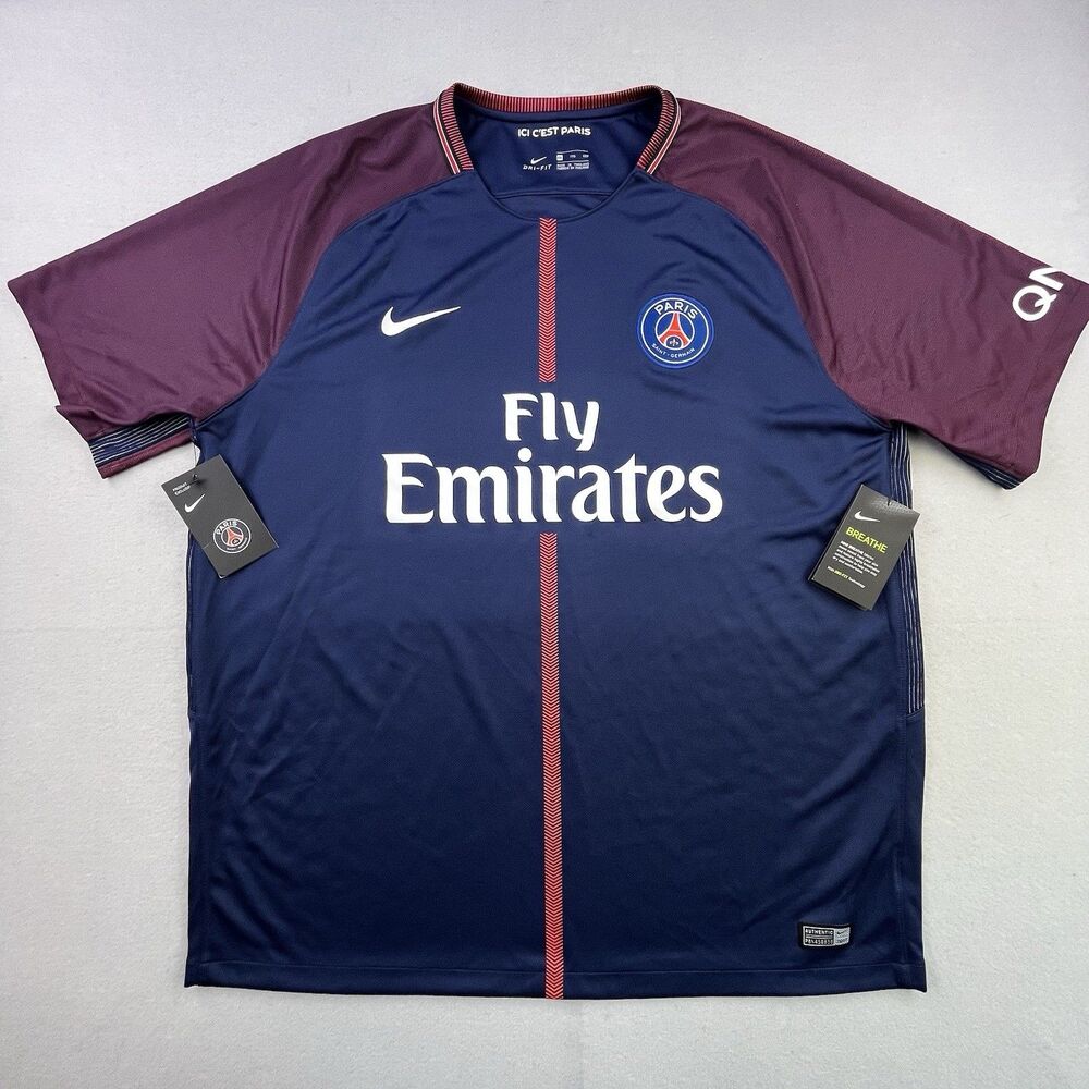 Nike PSG Paris Saint-Germain 2017-18 Home Futbol Soccer Jersey 2XL Neymar NEW